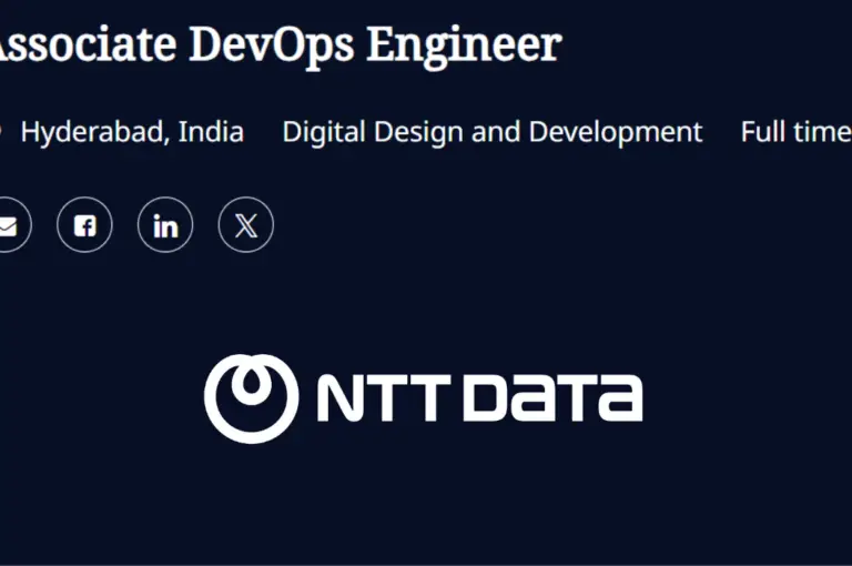 NTT Data Off Campus Hiring as Associate DevOps Engineer | 5 LPA Package | Apply Now